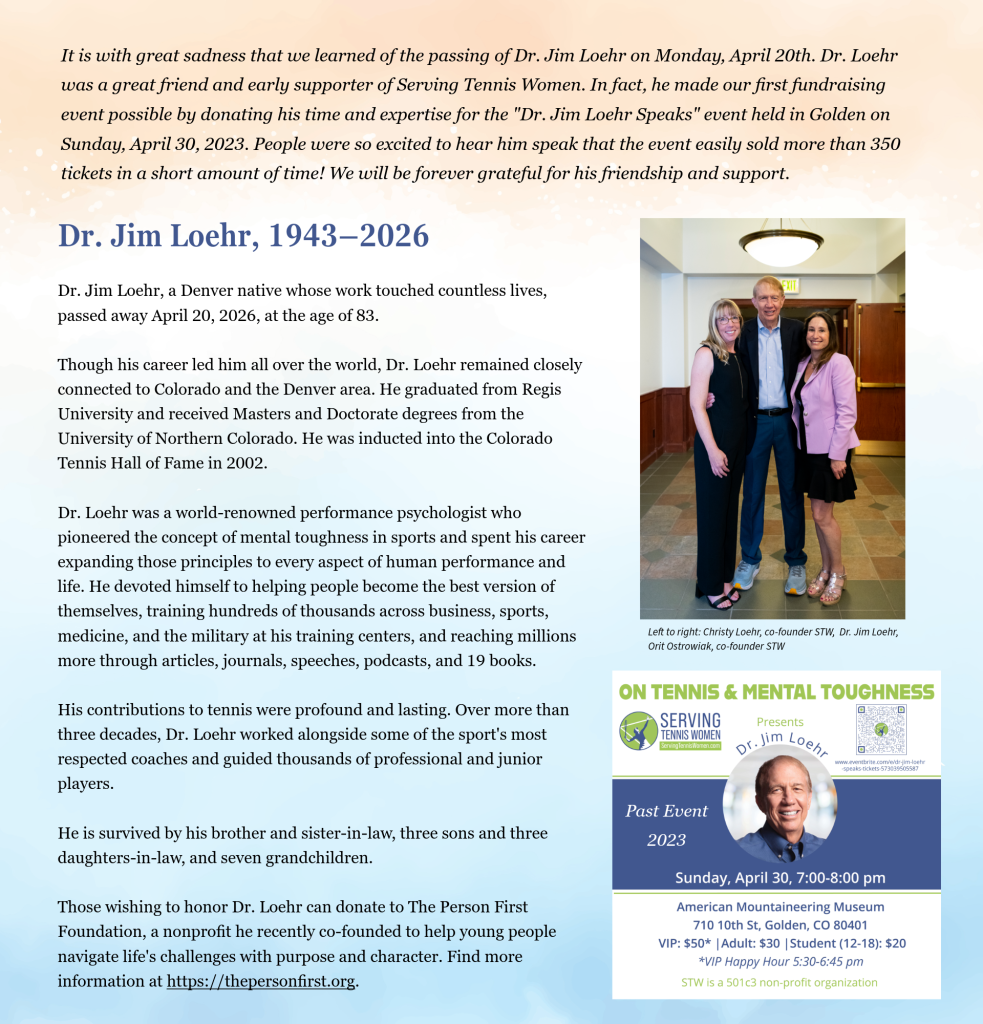 Dr Jim Loehr obituary and tribute